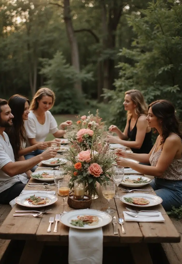 15 Unforgettable Outdoor Party Ideas for Adults That Will Light Up Your Backyard! - 10. Rustic Outdoor Dinner