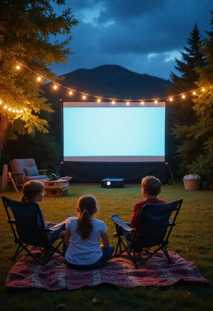 25 Epic Outdoor Party Ideas for Kids That Will Make You the Coolest Parent! - 2. DIY Outdoor Movie Night