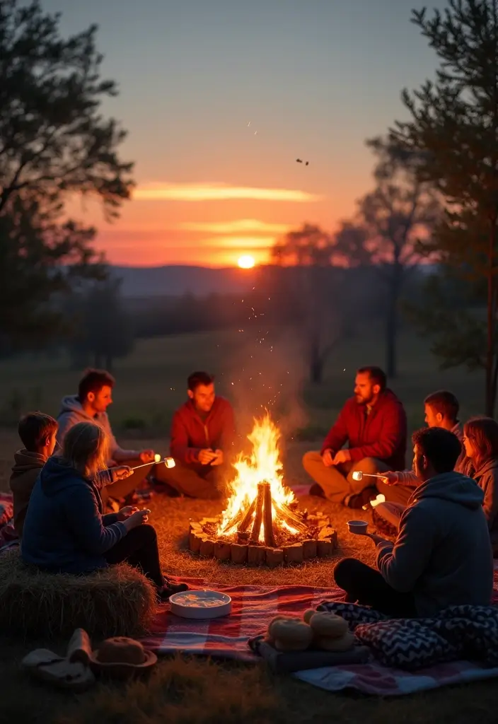 21 Outdoor Summer Party Ideas That Will Make You the Host Everyone Talks About! - 9. Sunset Bonfire Gathering