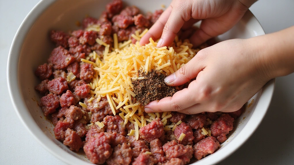 Garlic Parmesan Cheeseburger Bombs Recipe: Easy Stuffed Burgers for Entertaining - Step 2: Mix the Filling