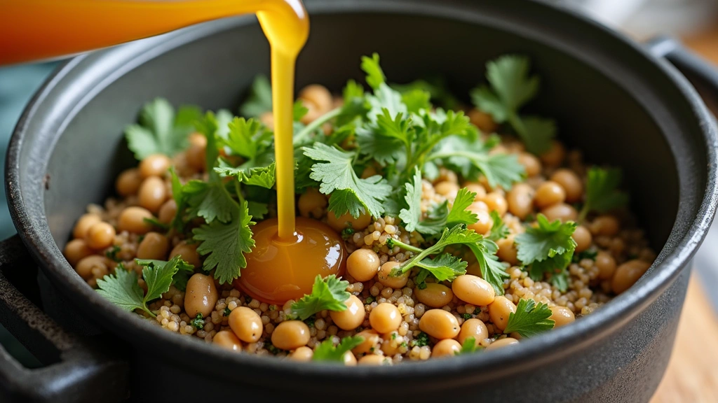 How to Make One-Pot Beans, Greens and Grains: 30-Minute Healthy Dinner - Step 7: Pour in Broth