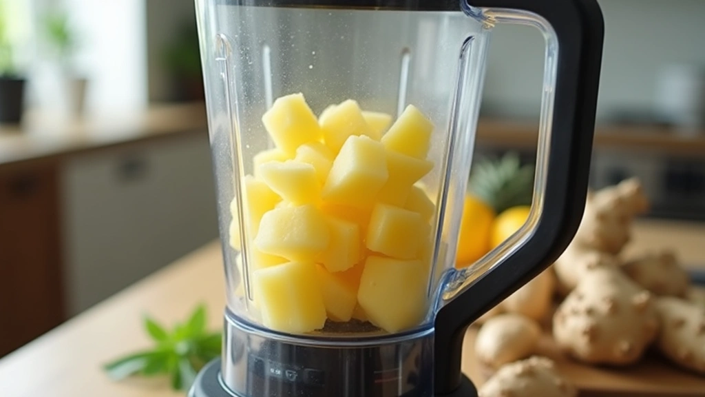 Pineapple Punch with Ginger: Fresh, Zesty & Fizzy - Step 2: Blend Pineapple and Ginger