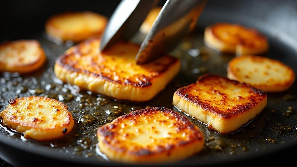 Vegetarian Dinner Idea: Crispy Halloumi, Tomatoes, and White Beans - Step 3: Cook the Halloumi