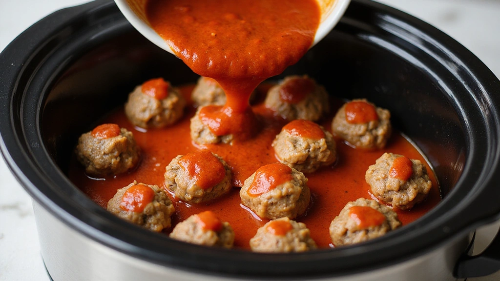 Sweet Chili Meatballs in the Crockpot: A Flavor Explosion - Step 5: Pour Sauce Over Meatballs