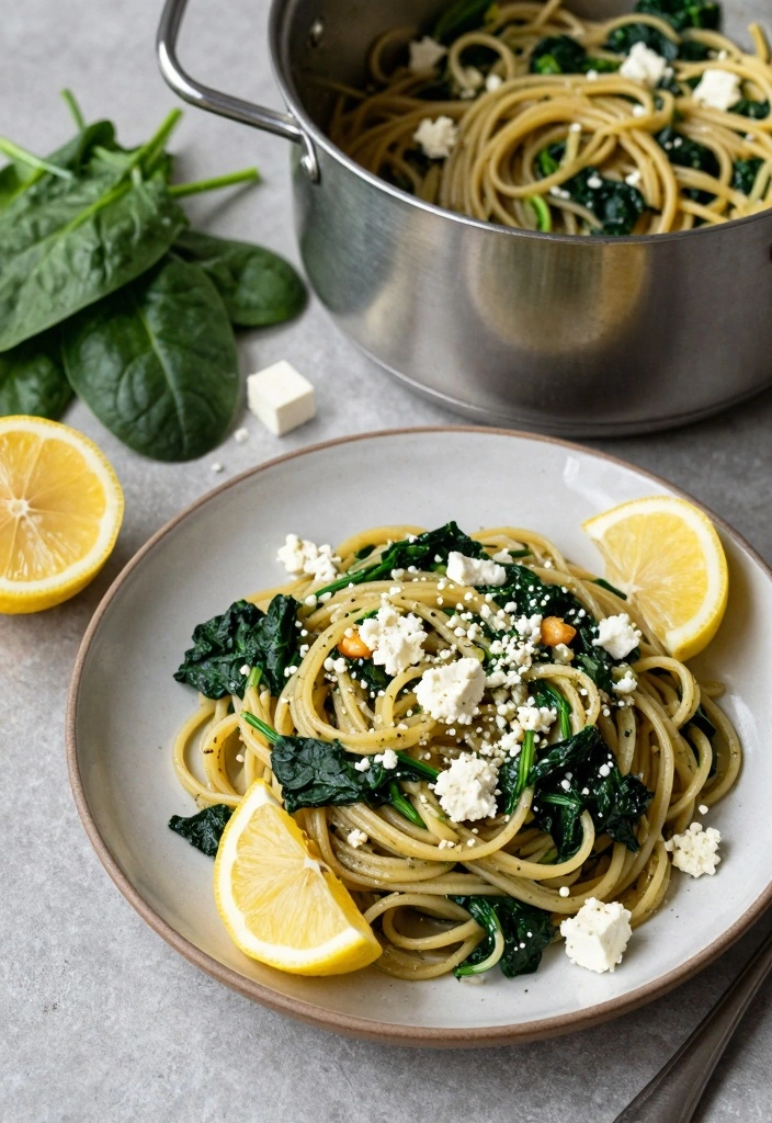 12 One Pot Meals You Can Make in Under 30 Minutes (Family Will Love #5!) - 7. One-Pot Spinach and Feta Pasta