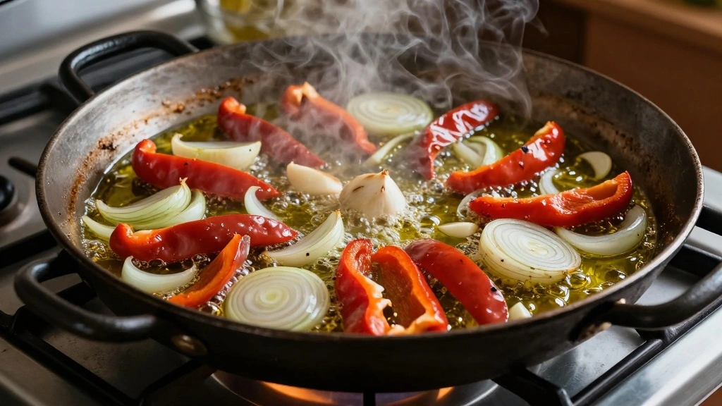 Authentic Seafood Paella: A Spanish Classic - Step 2: Sauté Vegetables 1
