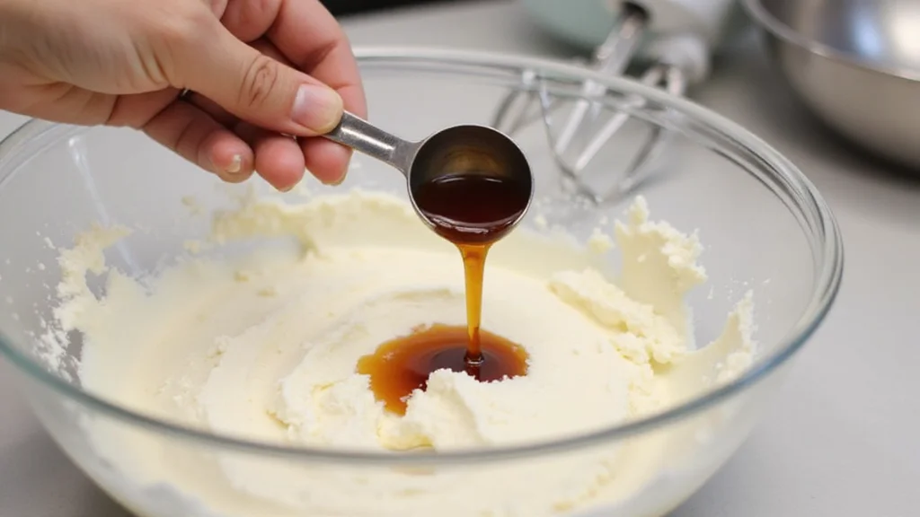 Quick and Creamy No Bake Cheesecake: 4 Ingredients in Just 5 Minutes - Step 5: Add Vanilla Extract